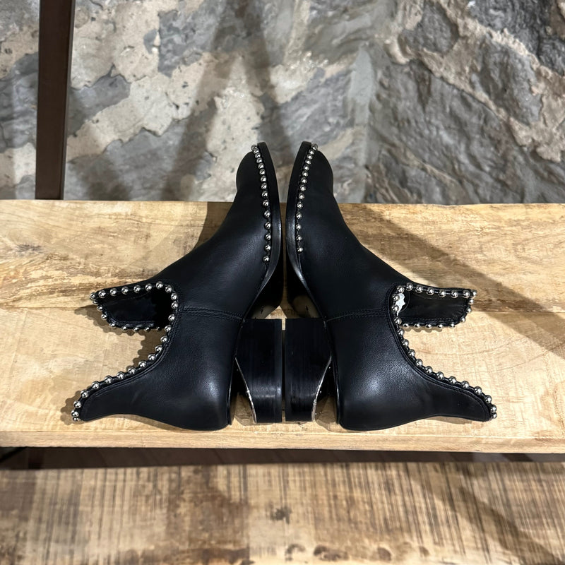 Alexander Wang Black Leather Studded Kori Cut Out Ankle Boots