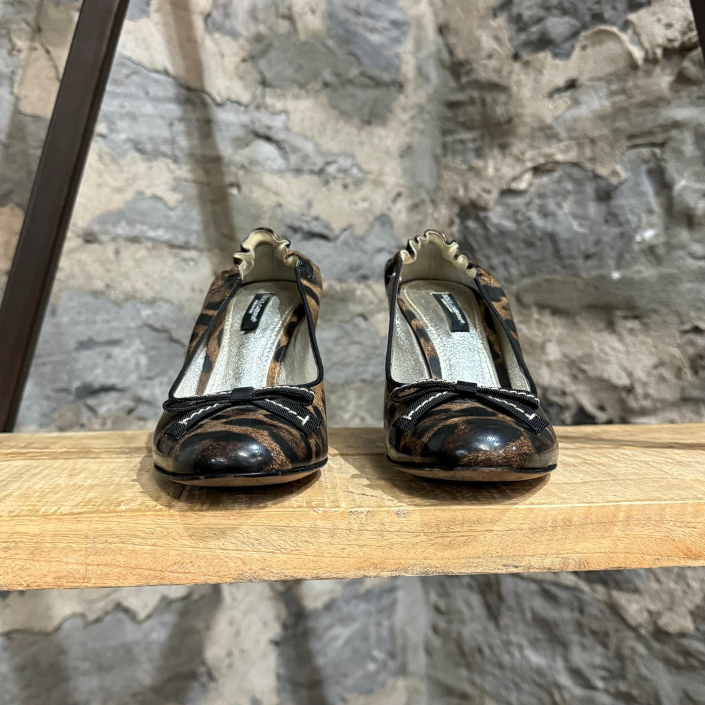 Escarpins à nœud élastique vernis léopard Dolce & Gabbana