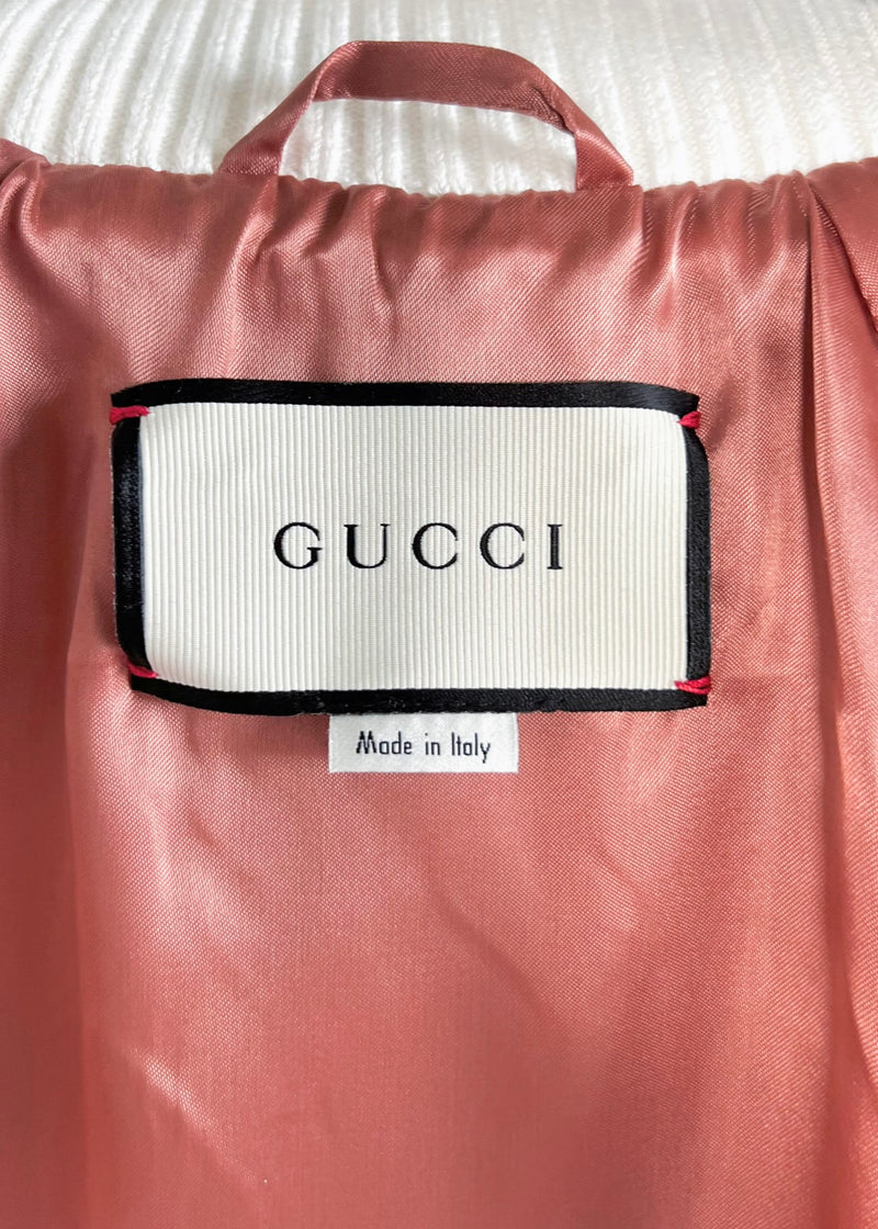 Gucci Floral Satin Guccification Sequined Silk Bomber Jacket