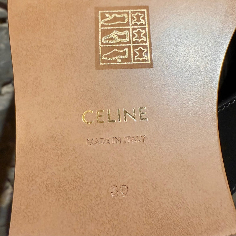 Sandales à lanières Lympia en cuir noir avec logo Triomphe de Celine