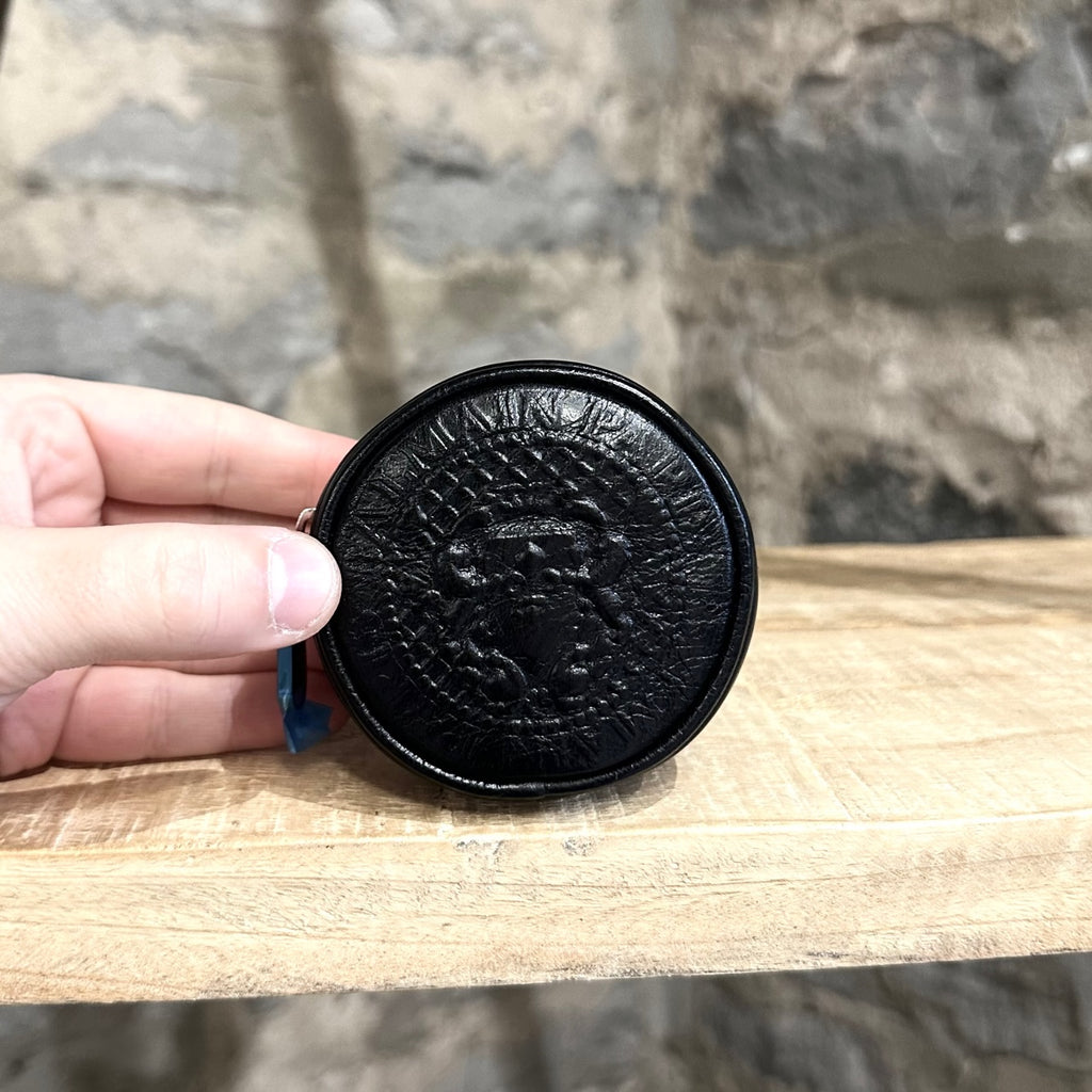 Balmain Black Leather Coin Pouch Wristlet Purse