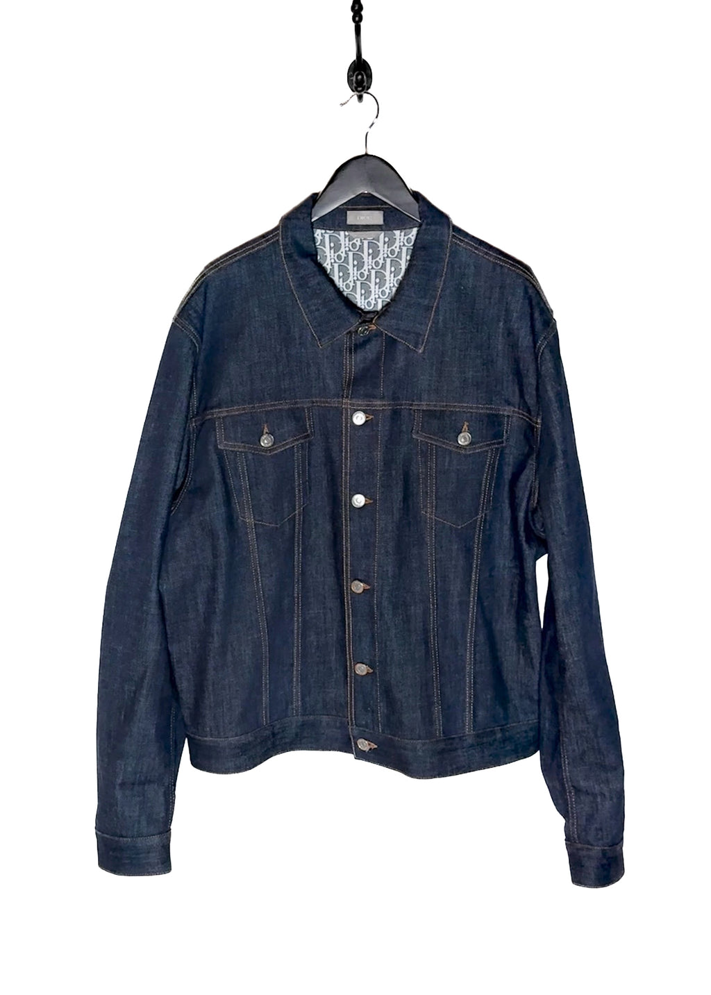 Veste en denim brut Dior Oblique bleue à doublure