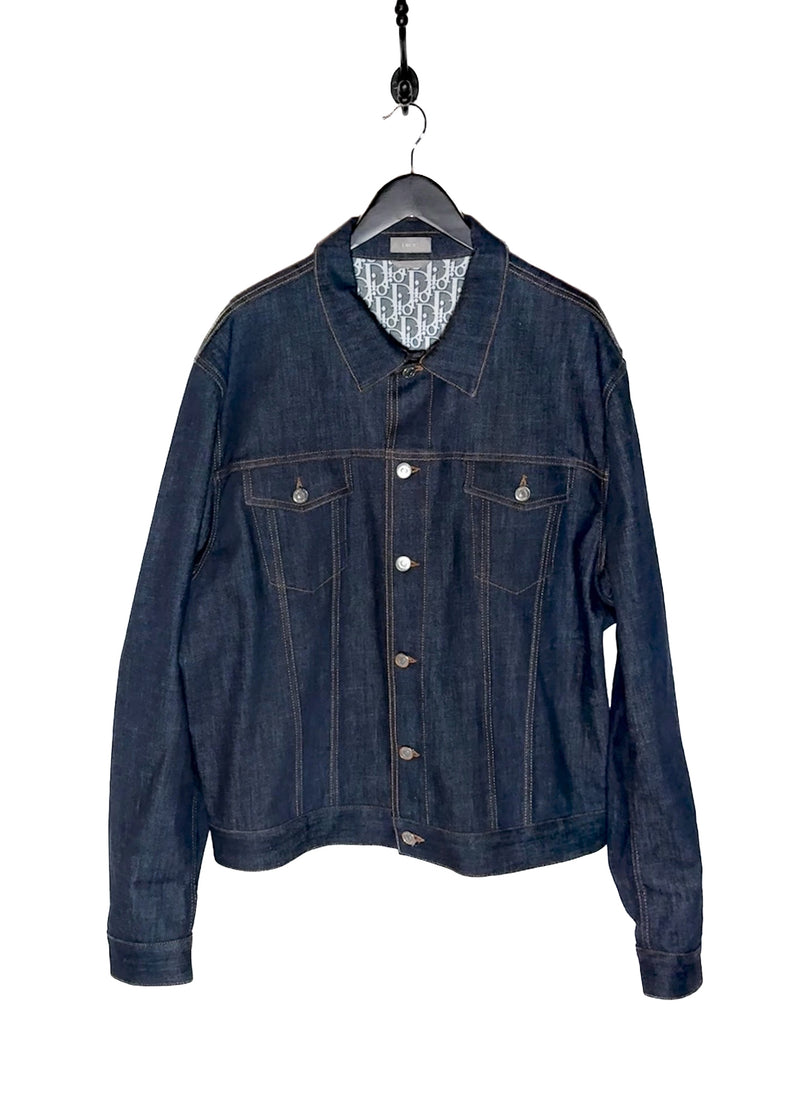 Dior Blue Oblique Lining Raw Denim Jacket