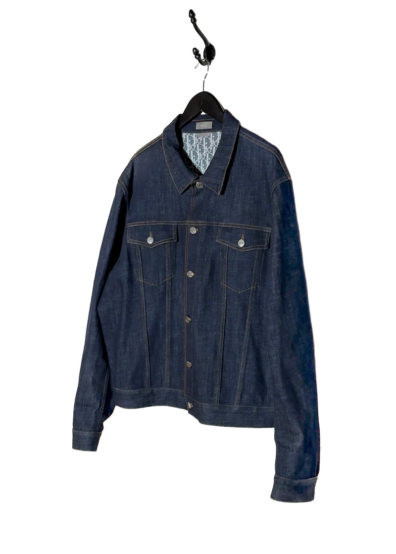 Dior Blue Oblique Lining Raw Denim Jacket