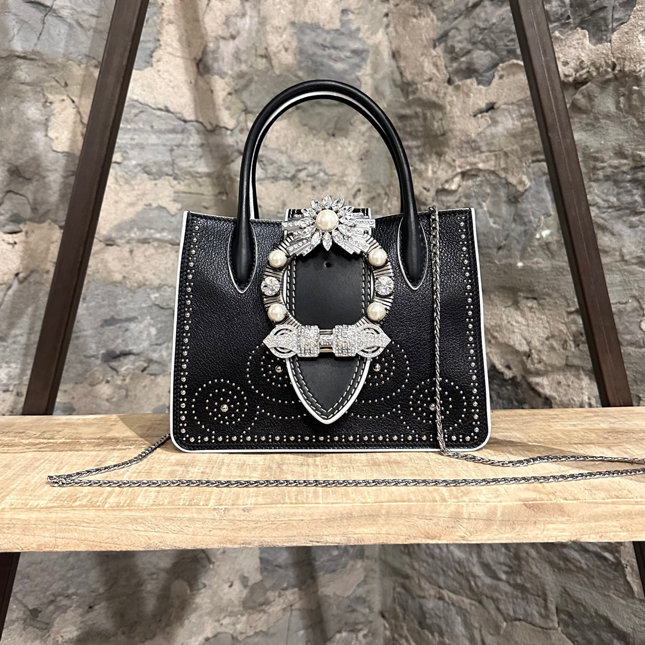 Miu Miu: Black Madras Bag