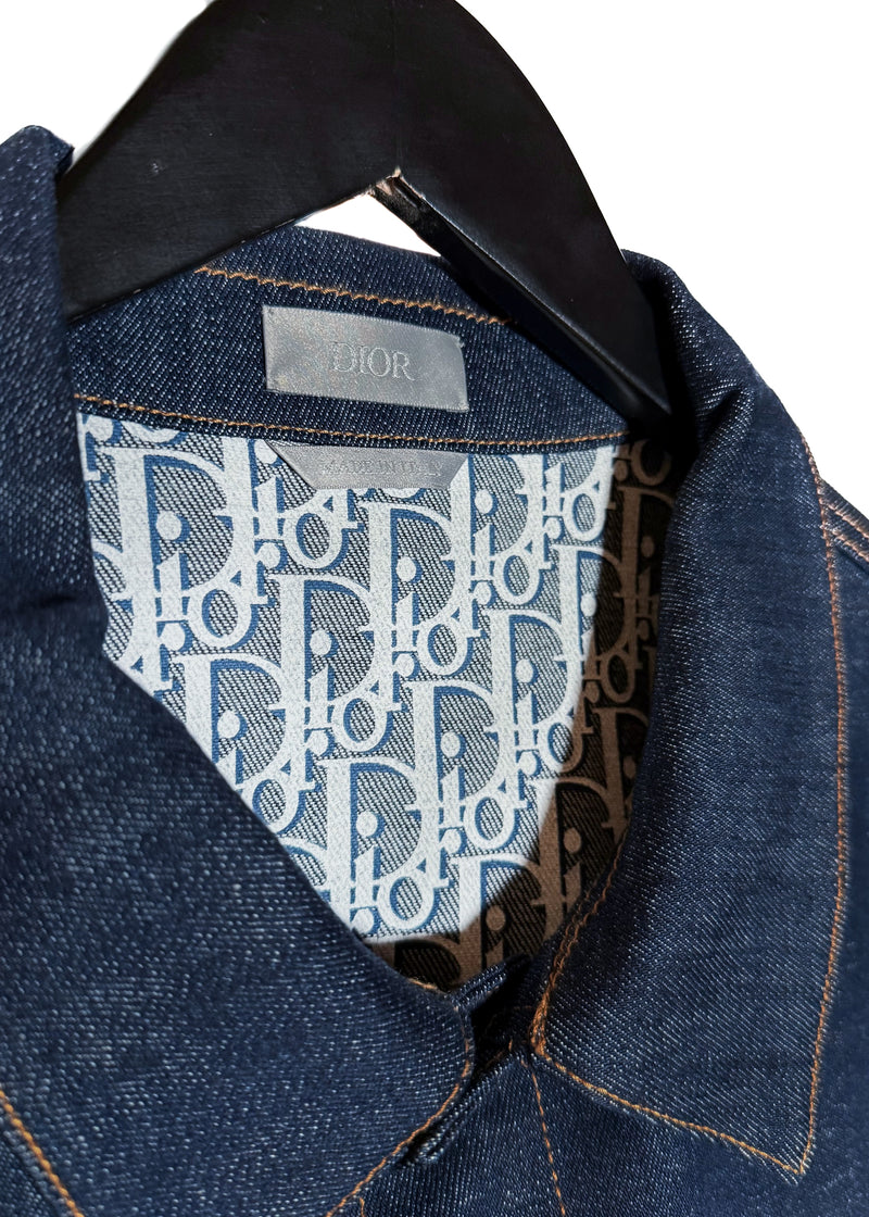 Dior Blue Oblique Lining Raw Denim Jacket