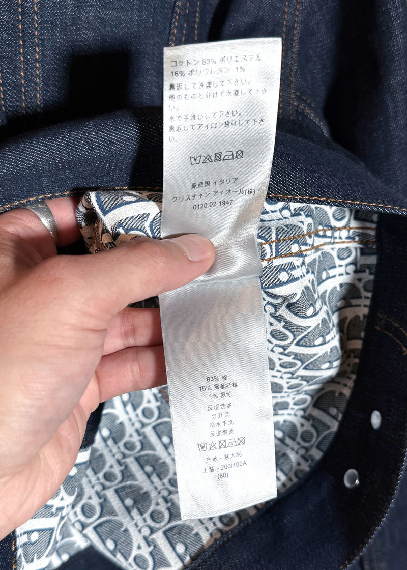 Dior Blue Oblique Lining Raw Denim Jacket