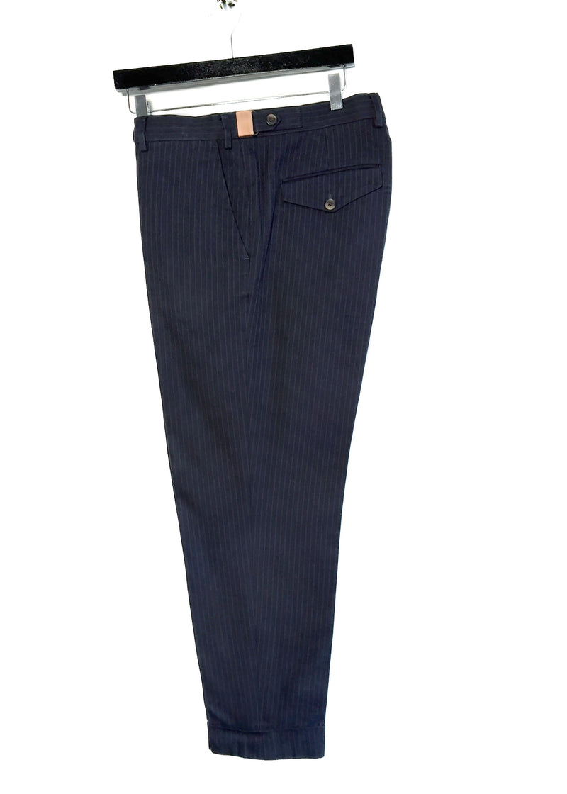 Pantalon bleu marine à fines rayures Dries Van Noten