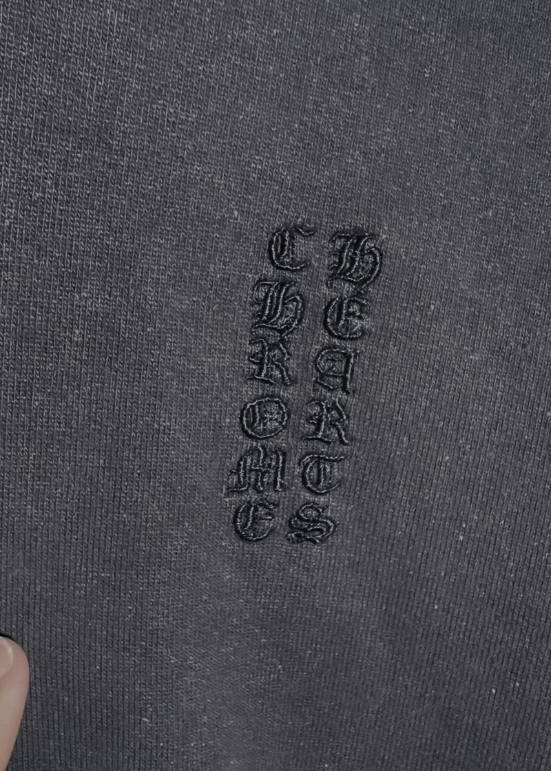 Chrome Hearts Charcoal Grey Vertical Logo Dagger Embroidered Hoodie