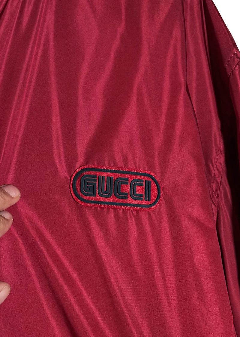 Gucci FW19 Red Monogram Reversible Nylon Bomber Jacket