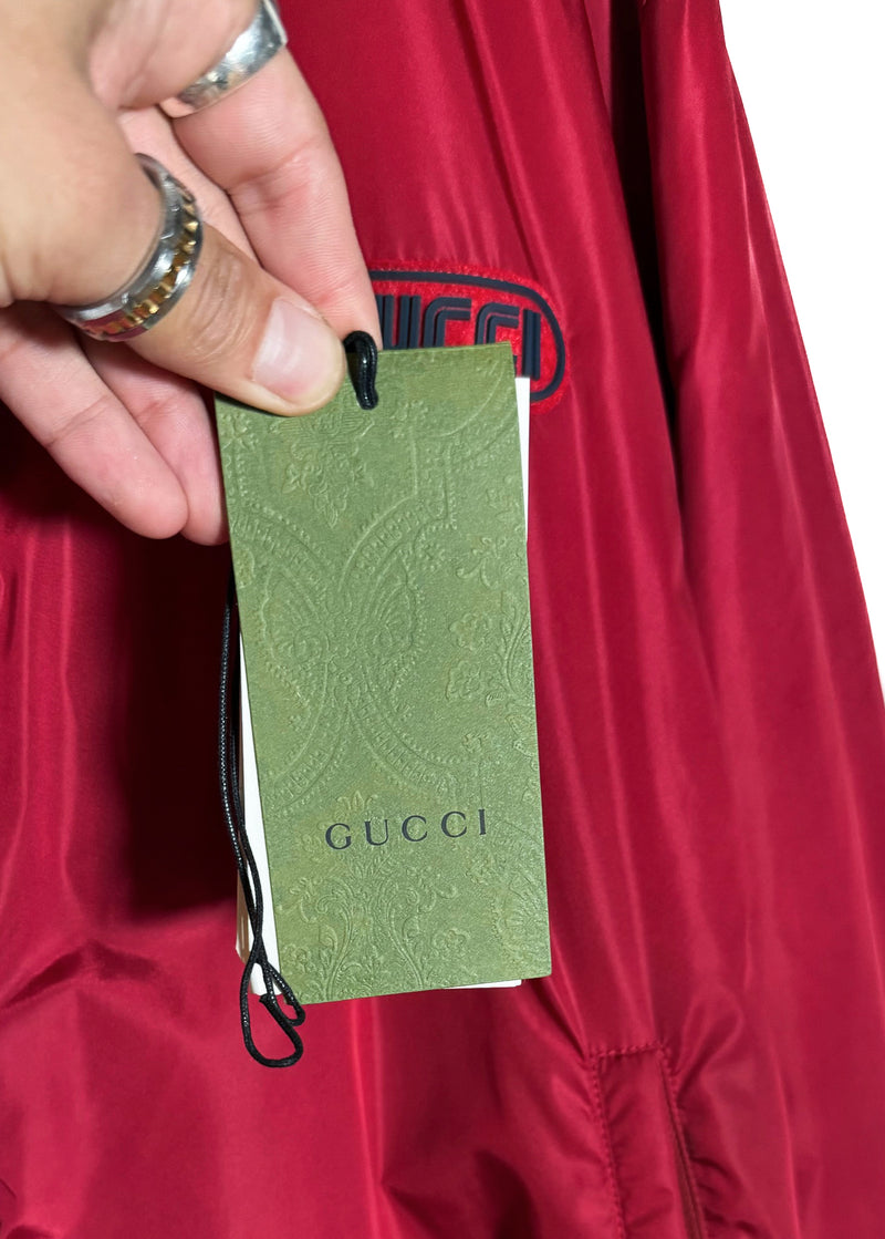 Gucci FW19 Red Monogram Reversible Nylon Bomber Jacket