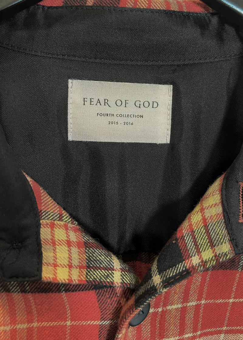 Chemise sans manches en flanelle rouge jaune Fear Of God Fourth Collection