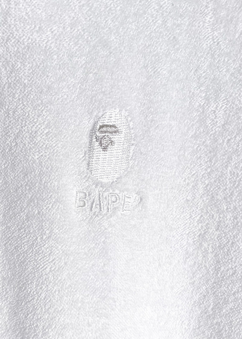 Bape White Toweling Embroidered Polo Shirt
