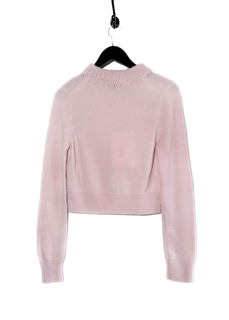 Alexander McQueen 2020 Pink Cashmere Cropped Knit Sweater