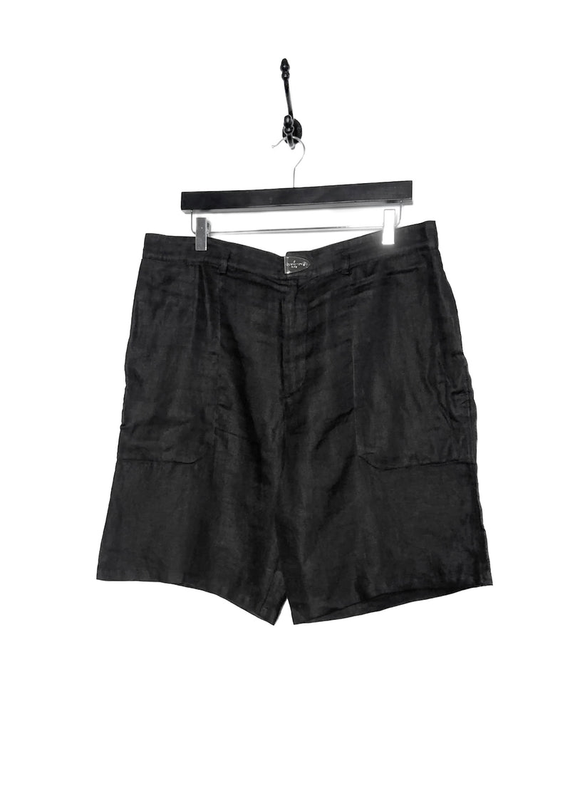 Louis Vuitton Black Silver Buckle Linen Shorts