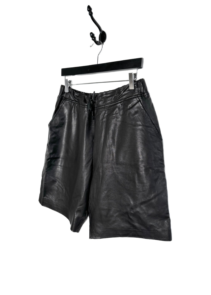 T By Alexander Wang Black Leather Shorts
