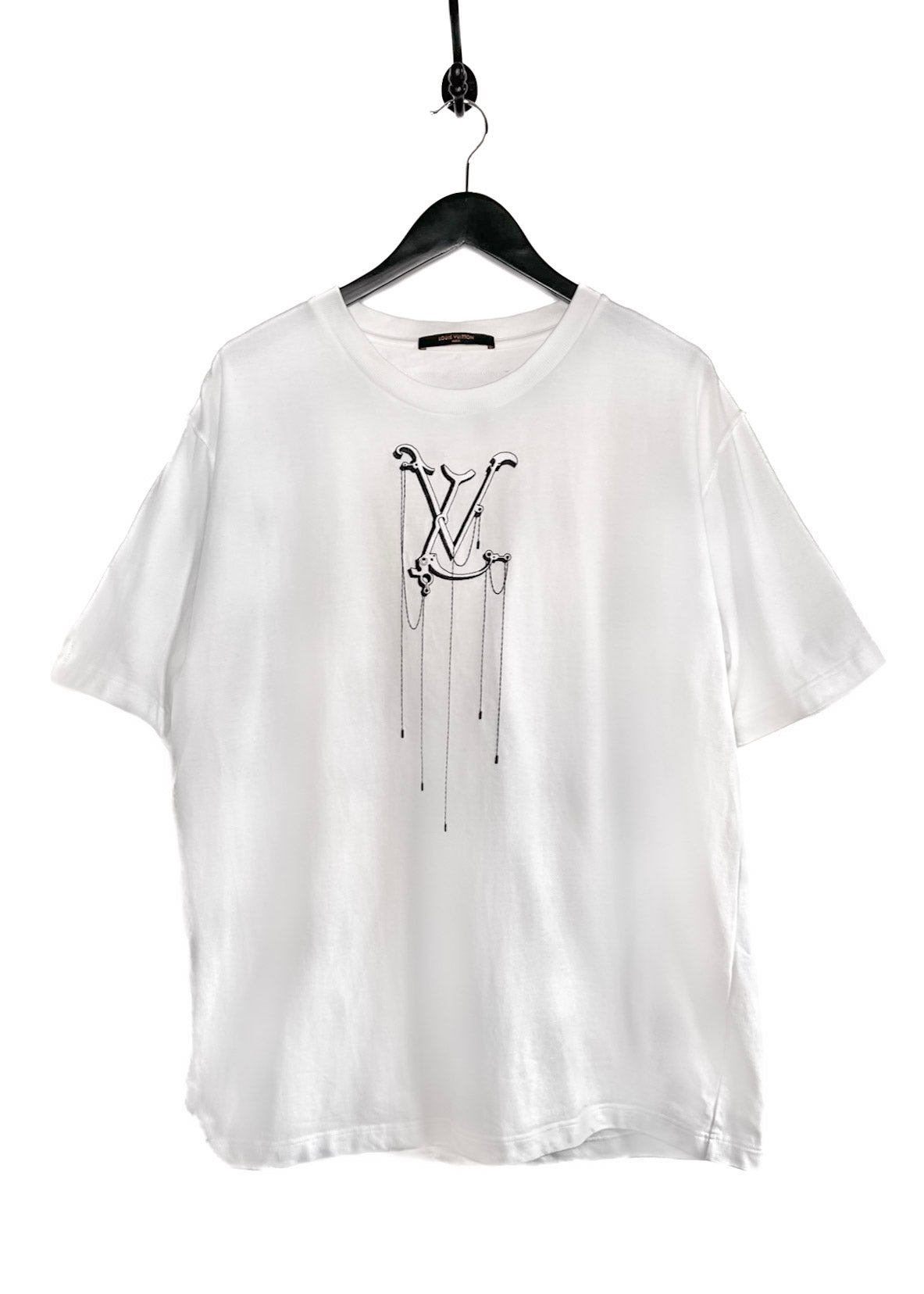 Louis Vuitton White Cotton LV Pendant Crew Neck Short Sleeve T