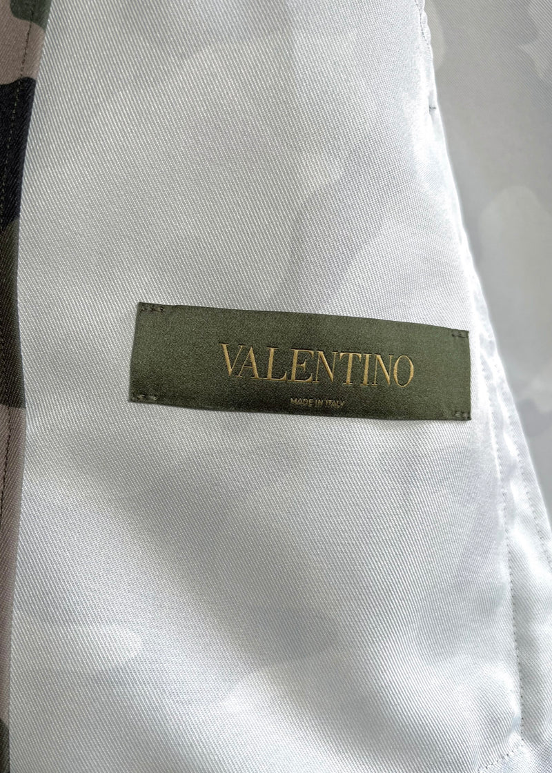 Valentino Green Camo Blue Striped Zip-up Jacket