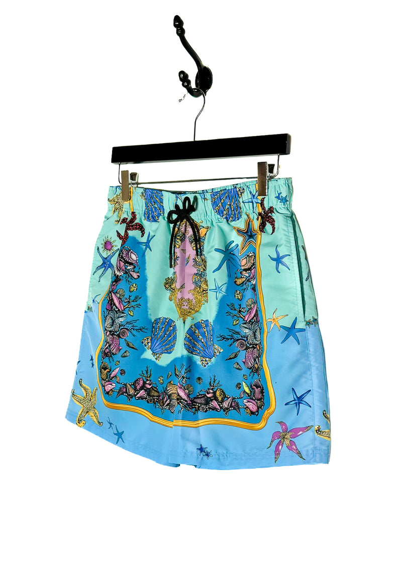 Versace Blue Trésor De La Mer Print Swim Trunks