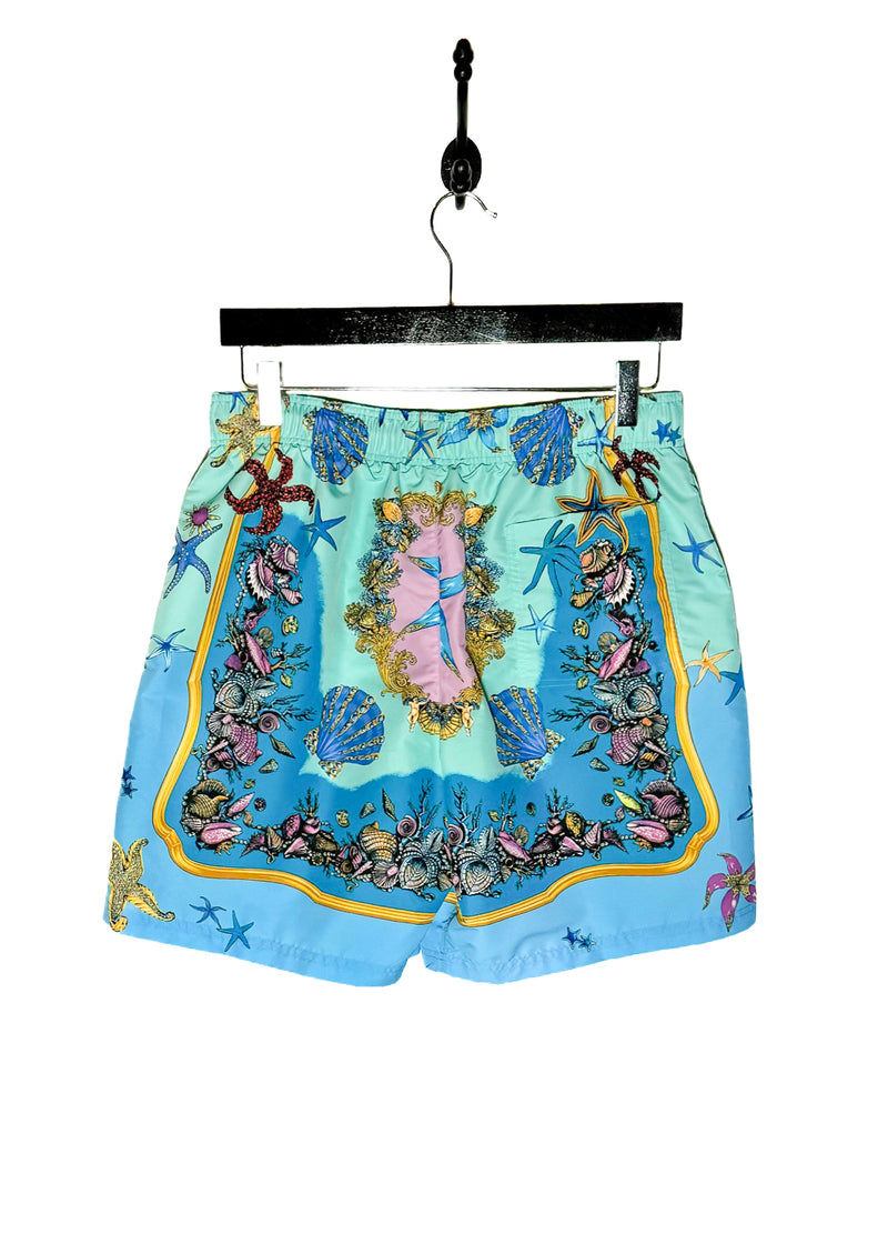 Versace Blue Trésor De La Mer Print Swim Trunks