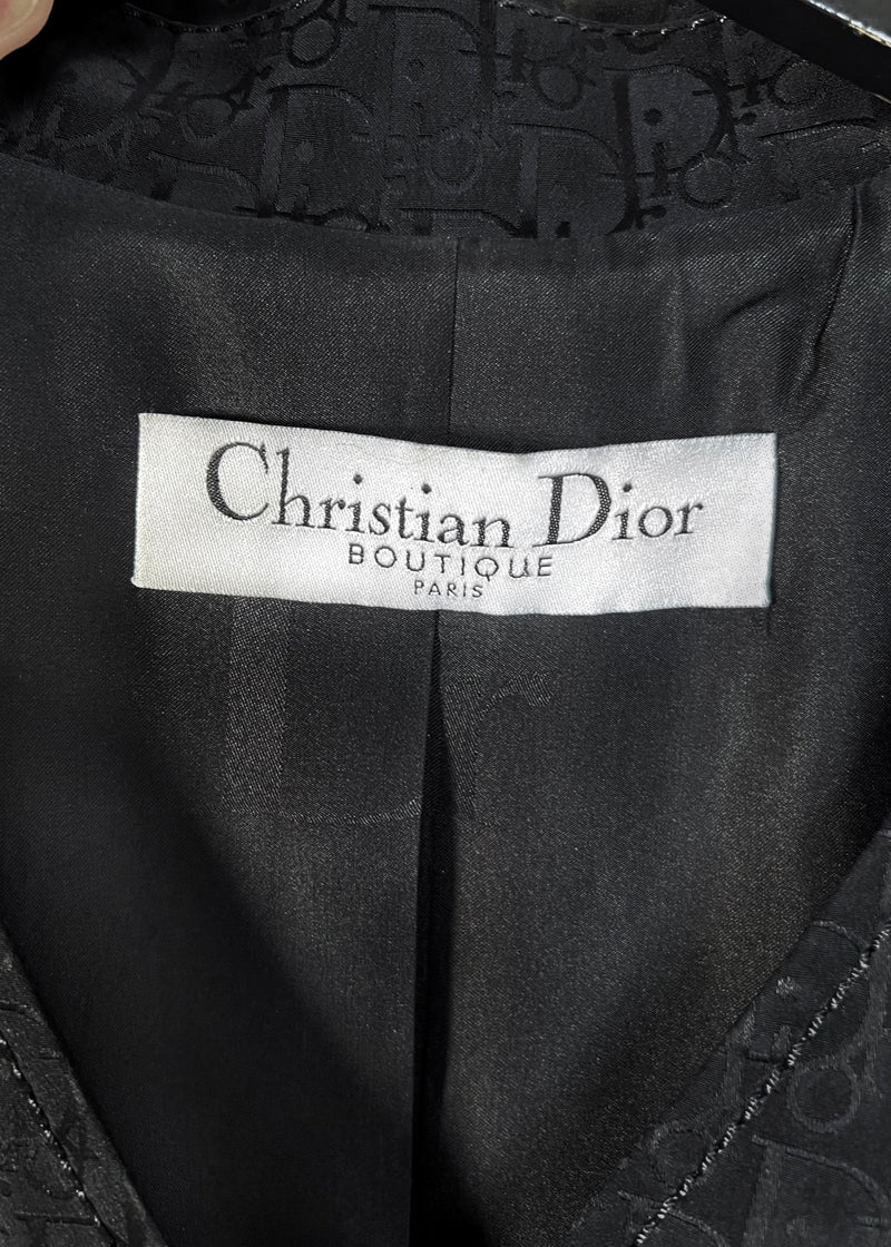 Christian Dior FW05 Black Monogram Floral Embroidered Bar Blazer