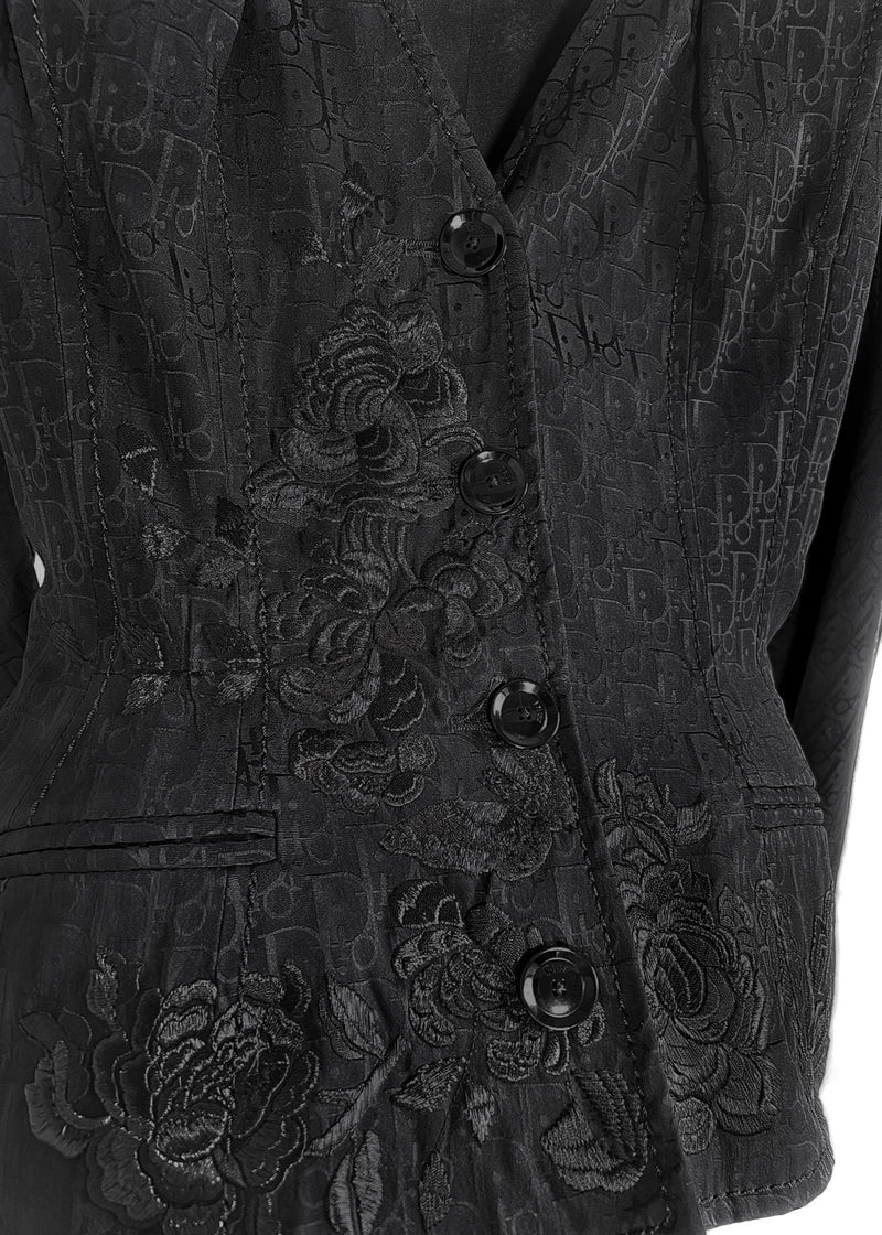 Veston noir floral et monogramme Christian Dior FW05 Bar