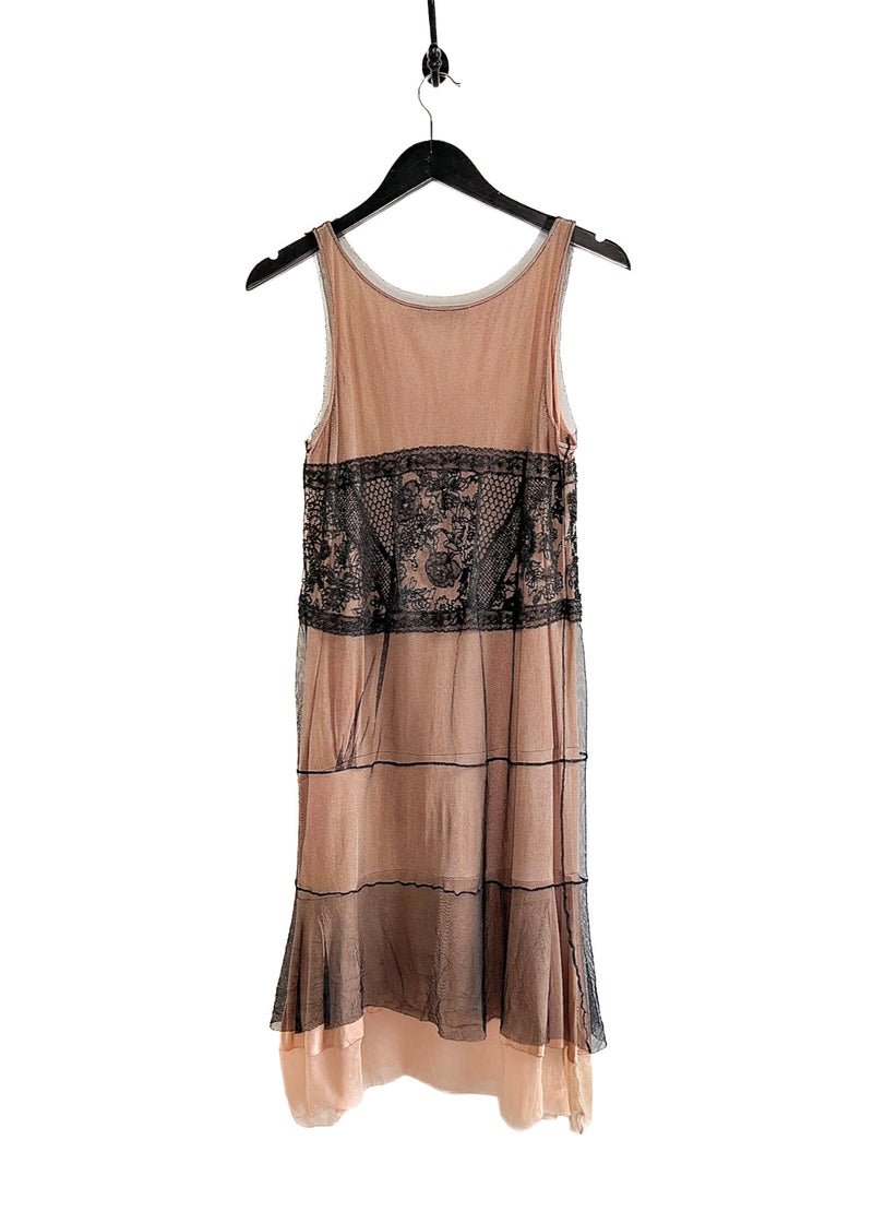 Christian Dior SS06 Nude Mesh Embroidered Slip Dress