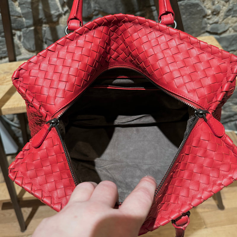 Bottega Veneta Red Intrecciato Medium Brick Bag