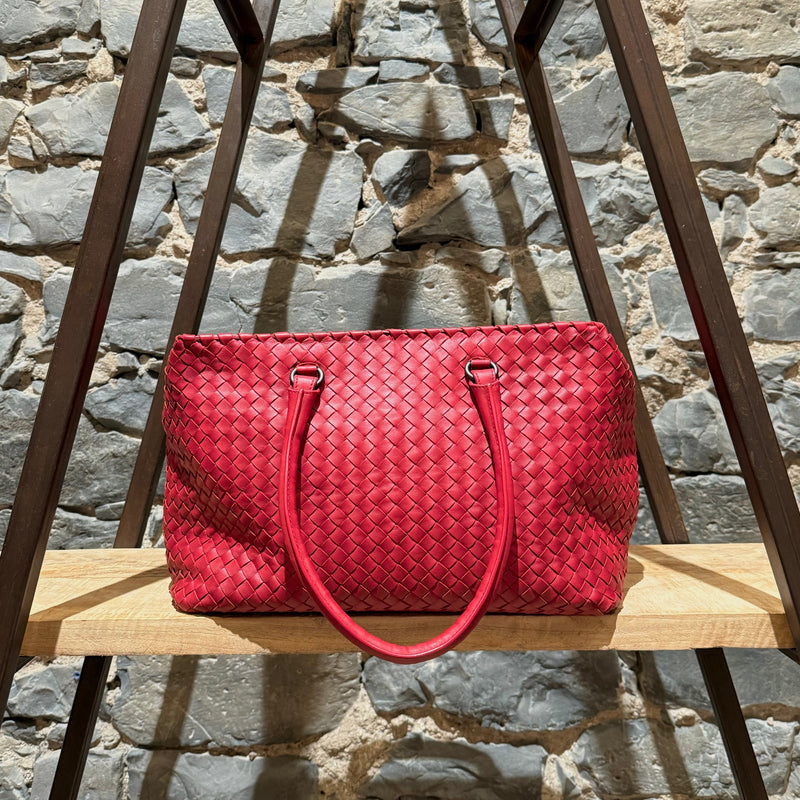 Bottega Veneta Red Intrecciato Medium Brick Bag