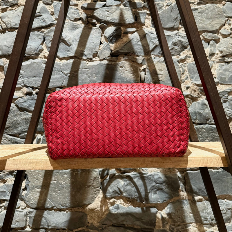 Bottega Veneta Red Intrecciato Medium Brick Bag