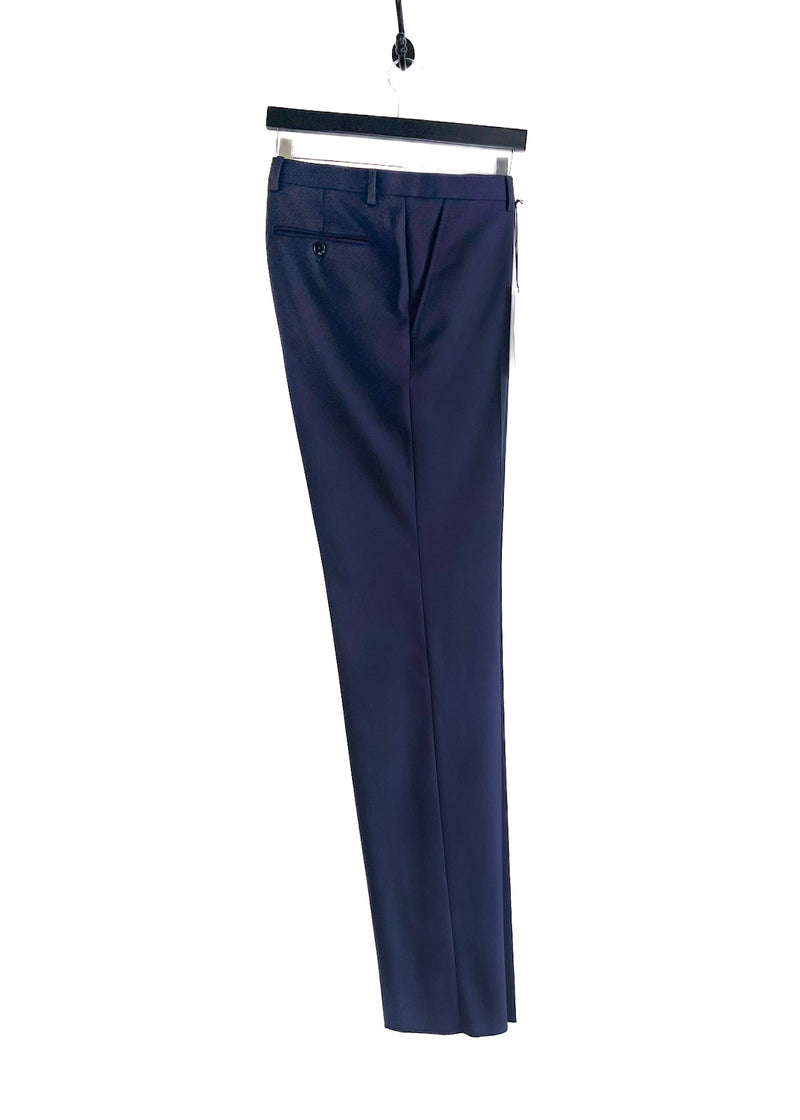 Pantalon classique en laine mélangée bleu marine Gucci
