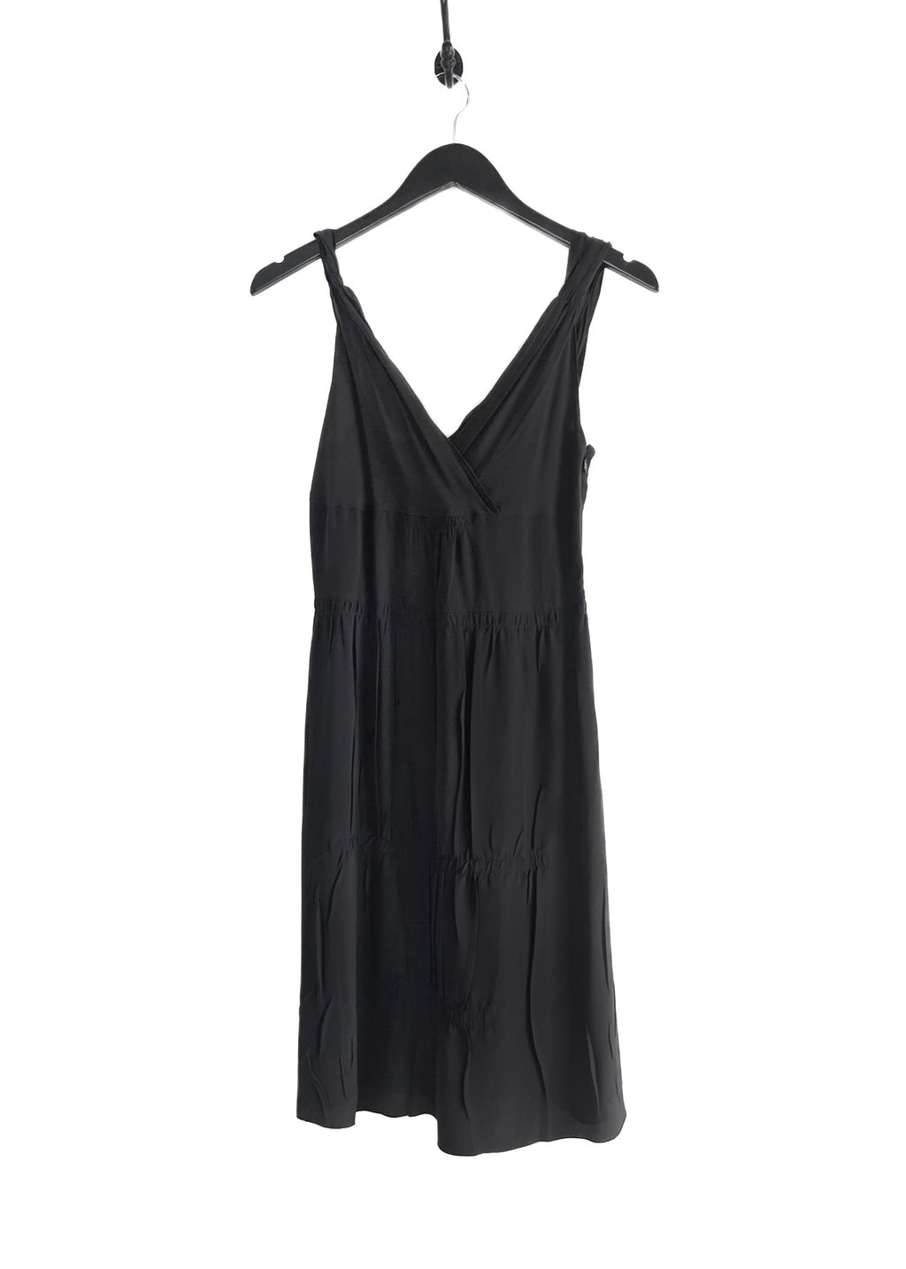 Miu Miu black silk pleated tank dress