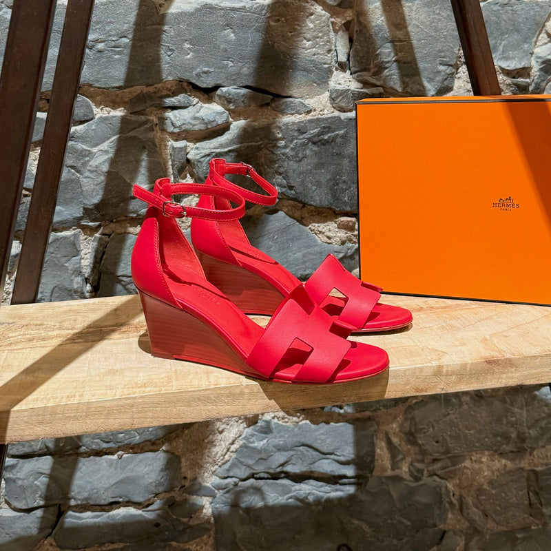 Hermès Red Legend Wedge Sandals