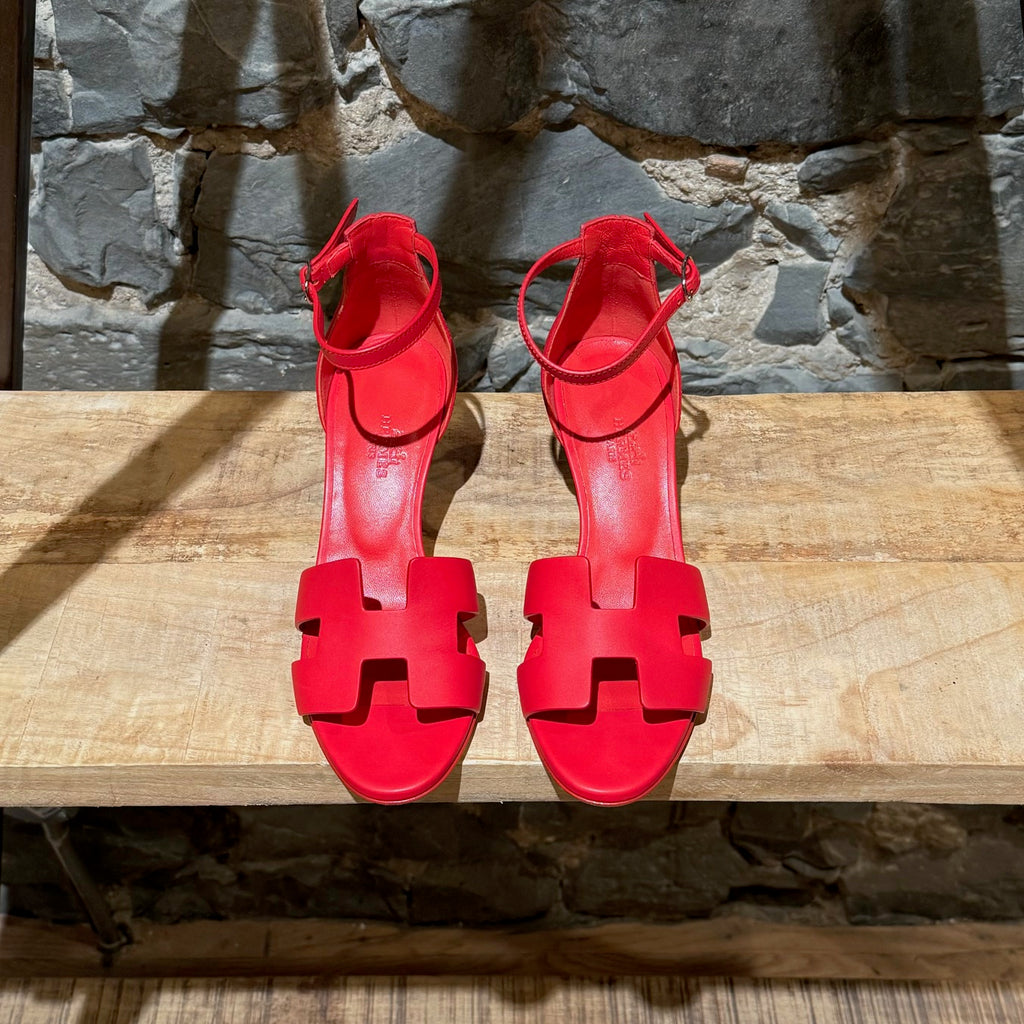 Hermès Red Legend Wedge Sandals