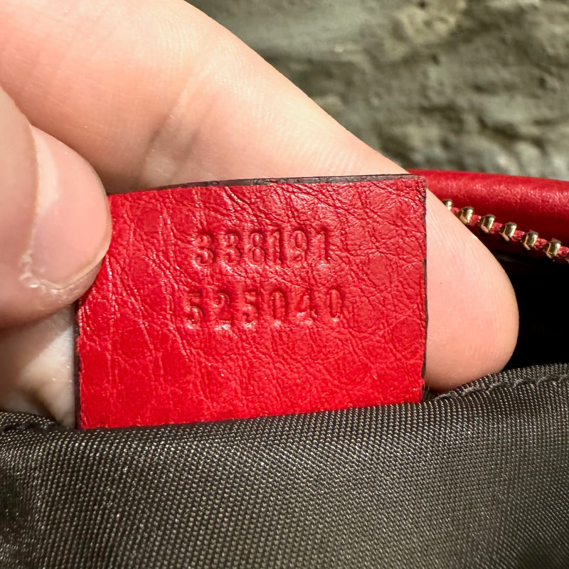 Gucci Red Pebbled Leather GG Soho Cellarius Cosmetic Case