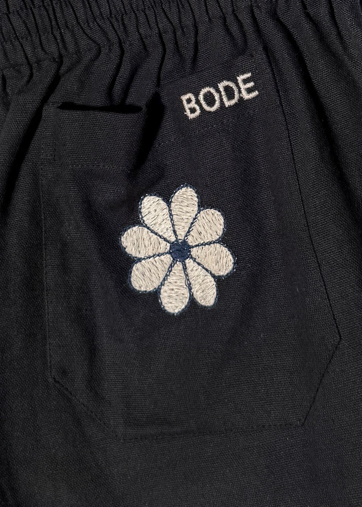 Short Bode Zinnia noir avec broderies florales