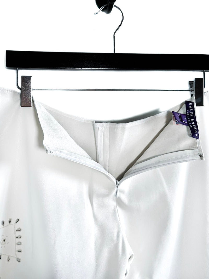Pantalon perforé en cuir blanc Ralph Lauren Purple Label