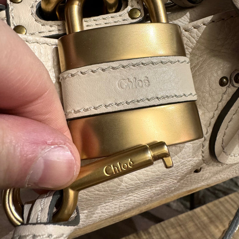 Chloé Cream Leather Paddington Lock Handbag