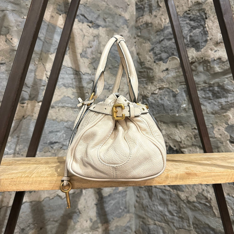 Chloé Cream Leather Paddington Lock Handbag