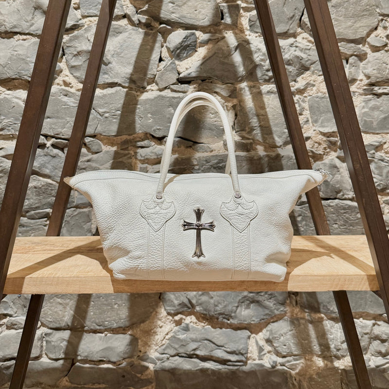 Chrome Hearts White Silver Cross Monica Mini Duffle Bag