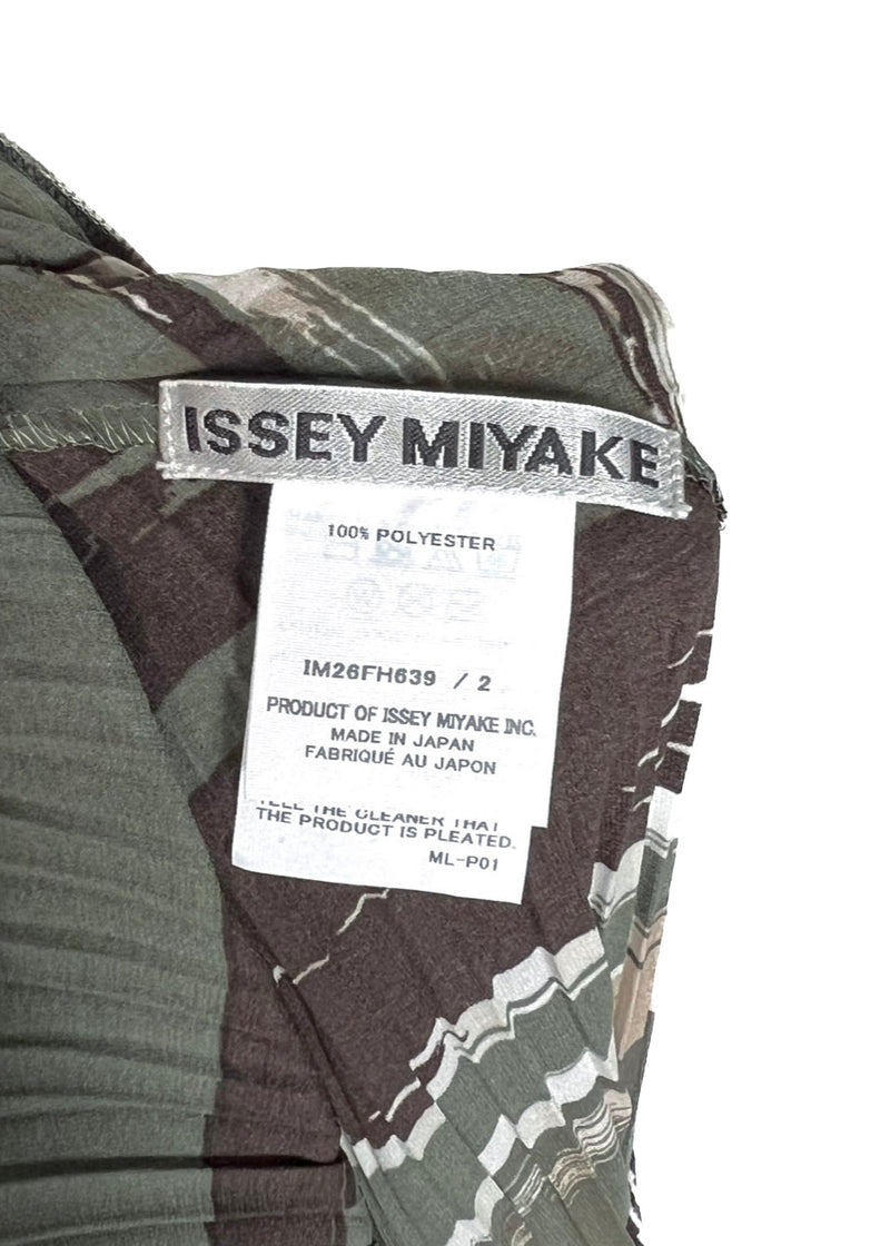 Robe Issey Miyake RC Doro plissée imprimée vert kaki