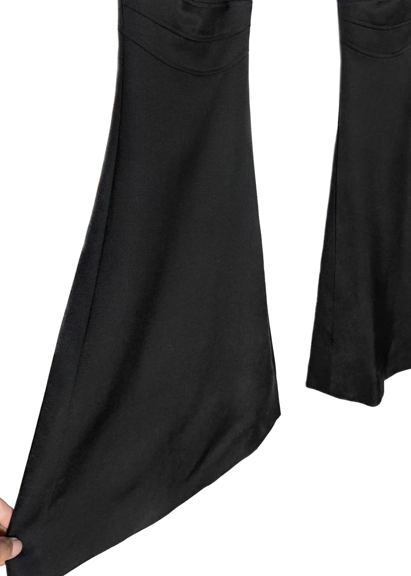 Balmain Black Biker Flare Bell Bottom Dress Pants