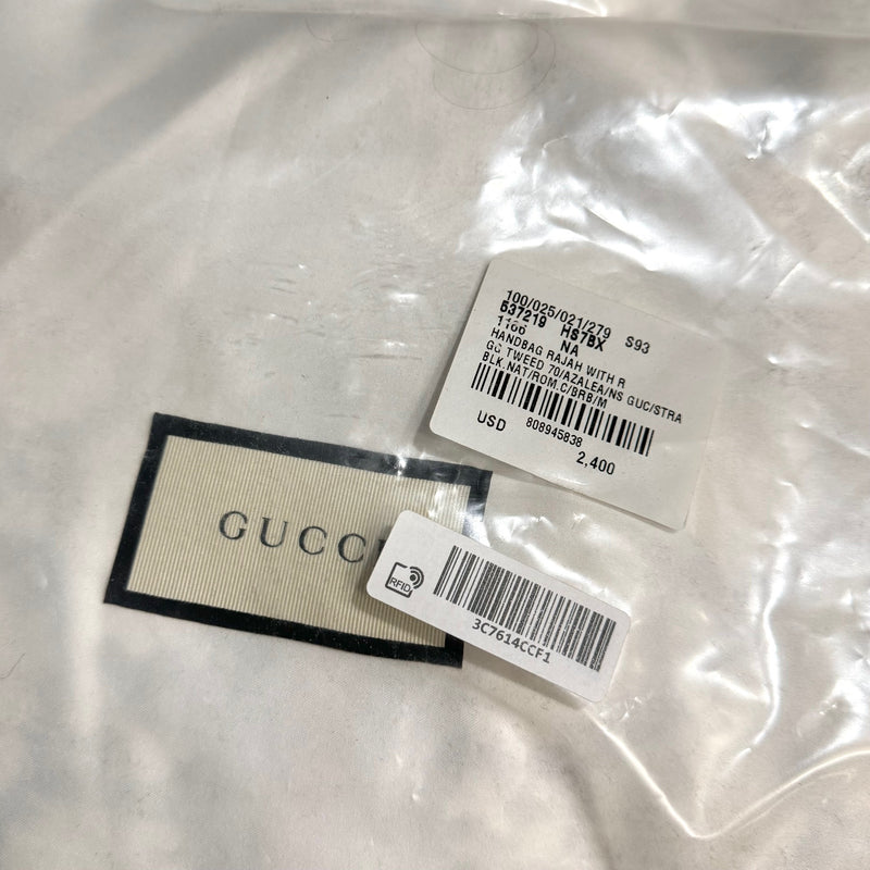 Grand sac fourre-tout en tweed ivoire Gucci Rajah GG avec pochette