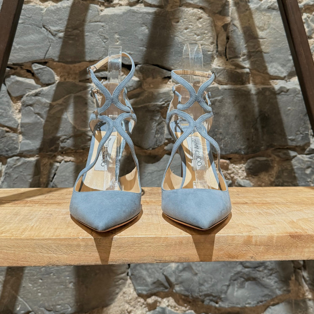 Escarpins Jimmy Choo Lancer 100 en suède bleu crépuscule