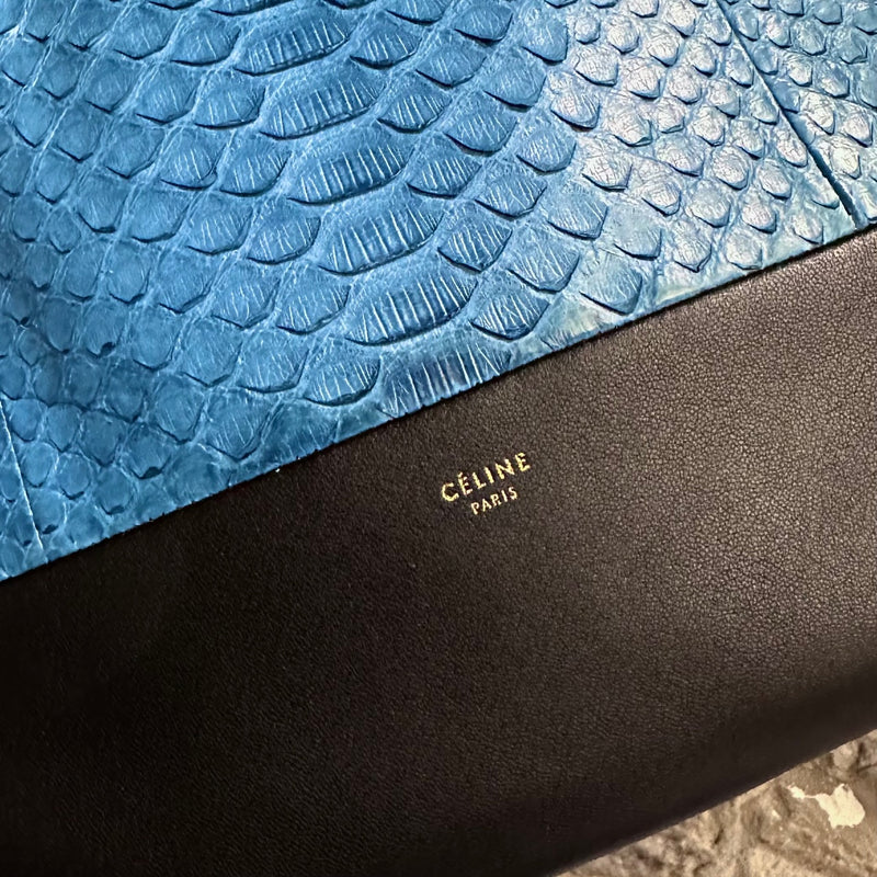 Céline Blue Python Black Leather Solo Pouch