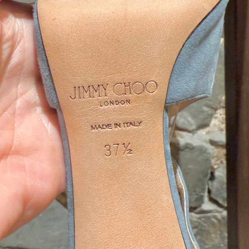 Escarpins Jimmy Choo Lancer 100 en suède bleu crépuscule