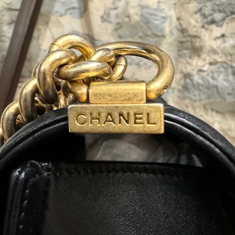 Chanel Black Quilted Lambskin GHW Medium Boy Bag