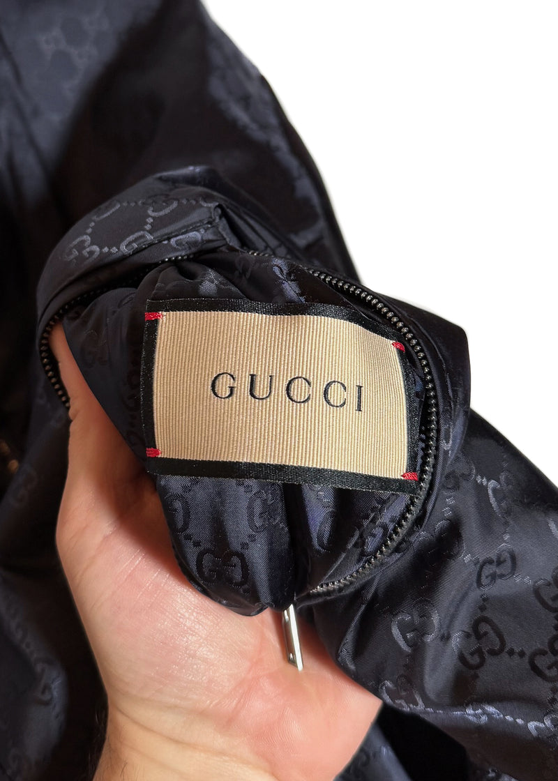 Gucci FW19 Red Monogram Reversible Nylon Bomber Jacket