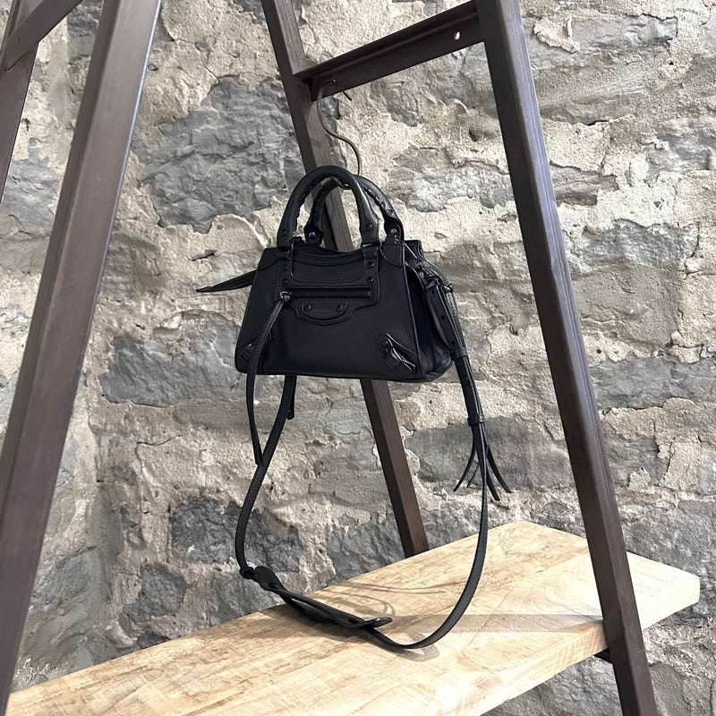 Balenciaga Black Leather Neo Classic Mini City Handbag
