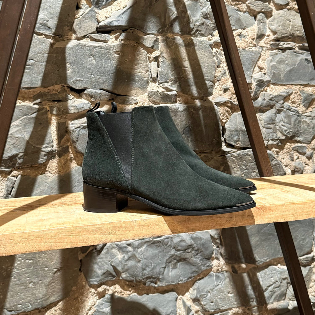 Acne Studios Jensen Green Suede Chelsea Ankle Booties Boutique LUC.S